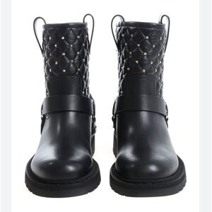 DKNY Black Leather Moto Boots